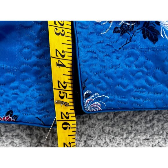 Vintage Women's Blue Black Reversible Satin Pankou Asian Blazer Size Large - Picture 7 of 12